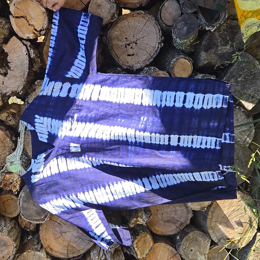 Men's Blue Tie-Dye Dress Shirt